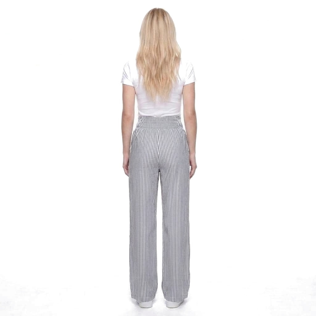 Striped Smocked Waist Wide Leg Pants