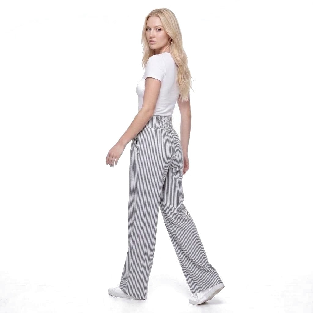 Striped Smocked Waist Wide Leg Pants