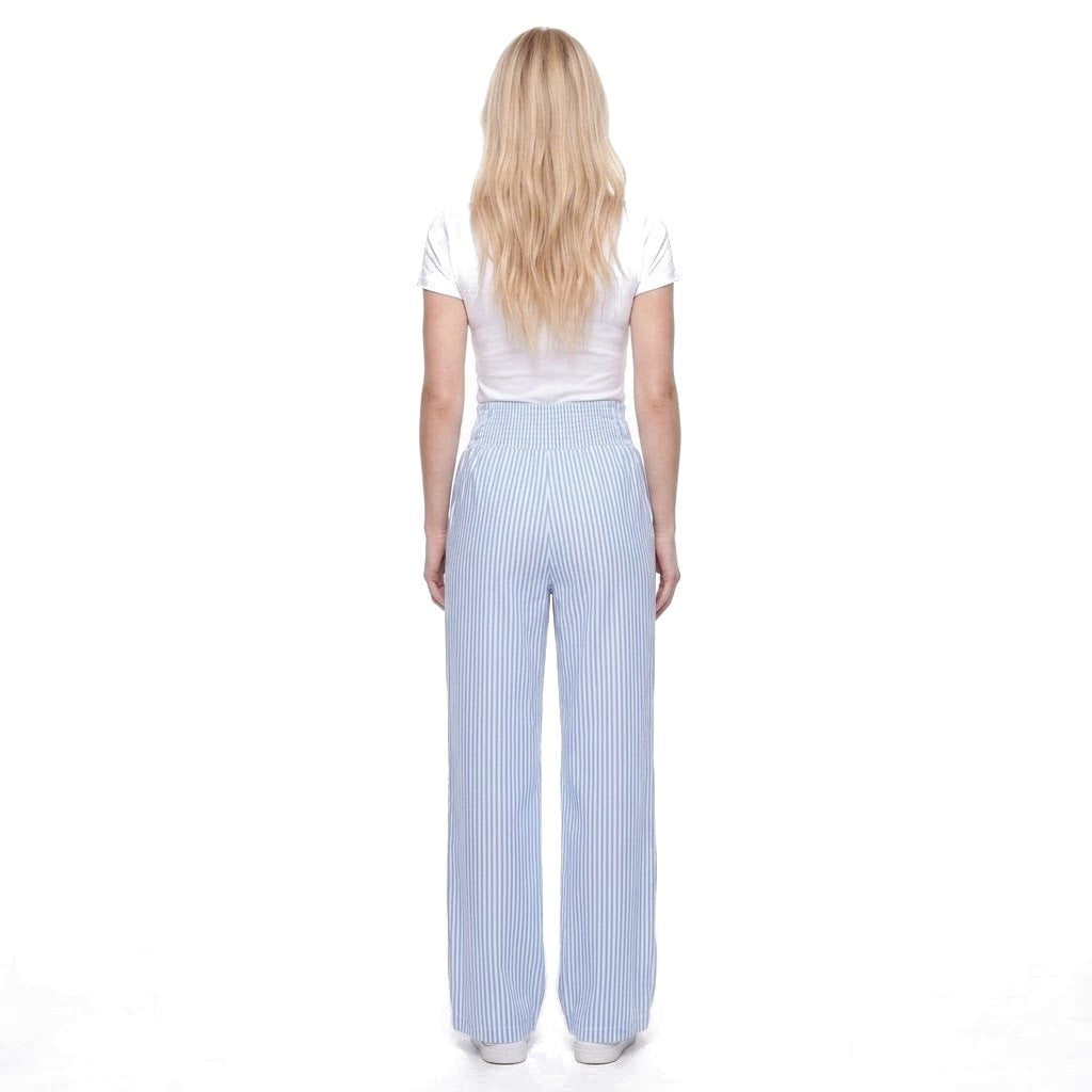Striped Smocked Waist Wide Leg Pants