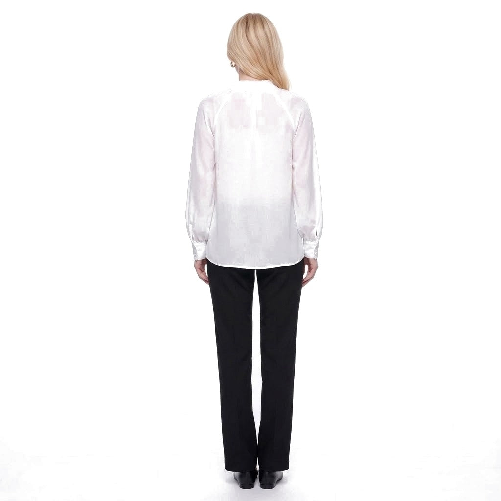 Tie Neck Lantern Sleeve Chiffon Blouse