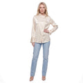 Asymmetric Collar Satin Button Shirt