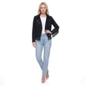 Faux Suede Fringe Trim Moto Jacket