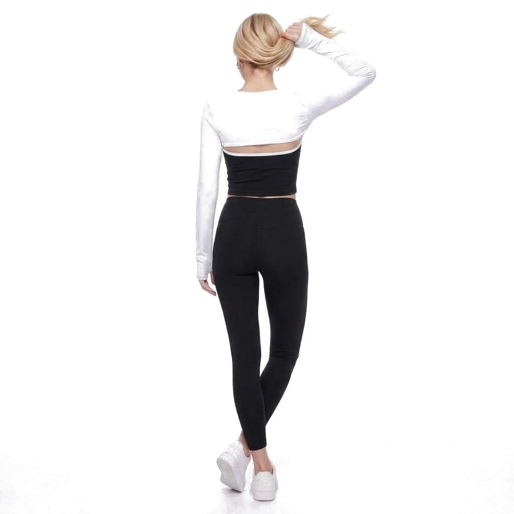 Cropped Long Sleeve Thumbhole Athletic Shrug Bolero Top
