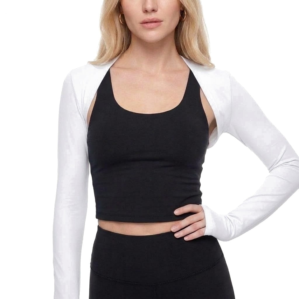 Cropped Long Sleeve Thumbhole Athletic Shrug Bolero Top
