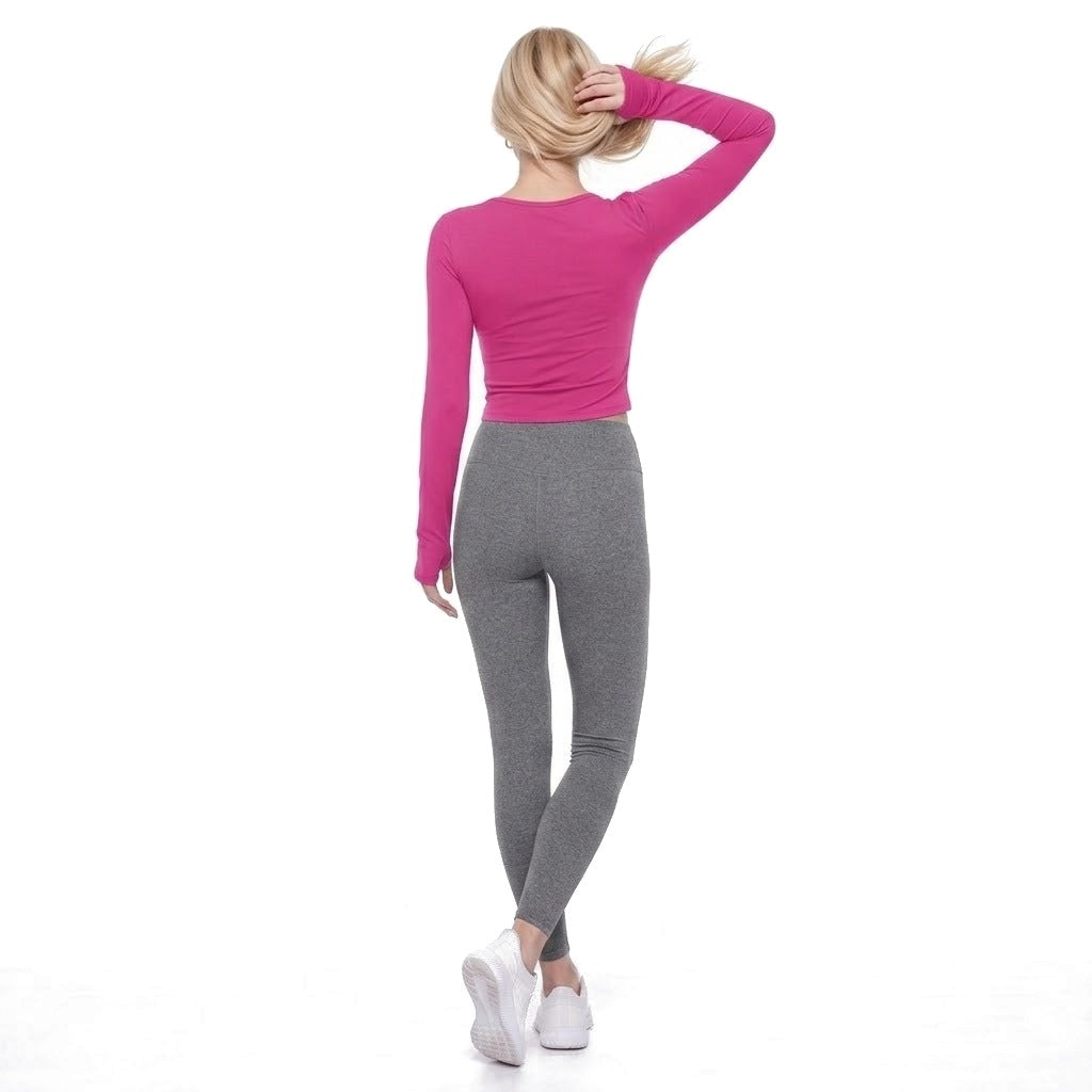 Scoop Neck Long Sleeve Thumbhole Fitted Yoga Top