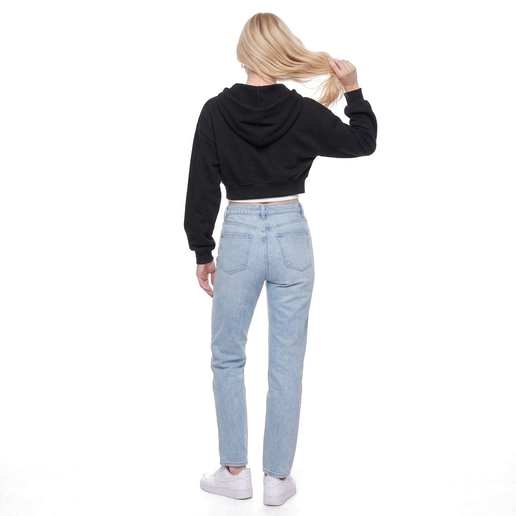 Cropped Zip Up Fleece Hoodie Sweatshirt Jacket