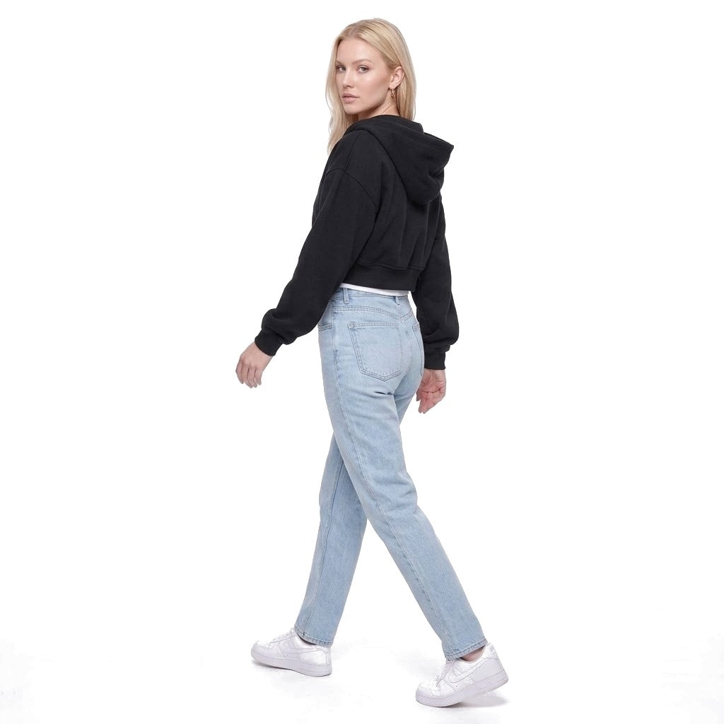 Cropped Zip Up Fleece Hoodie Sweatshirt Jacket