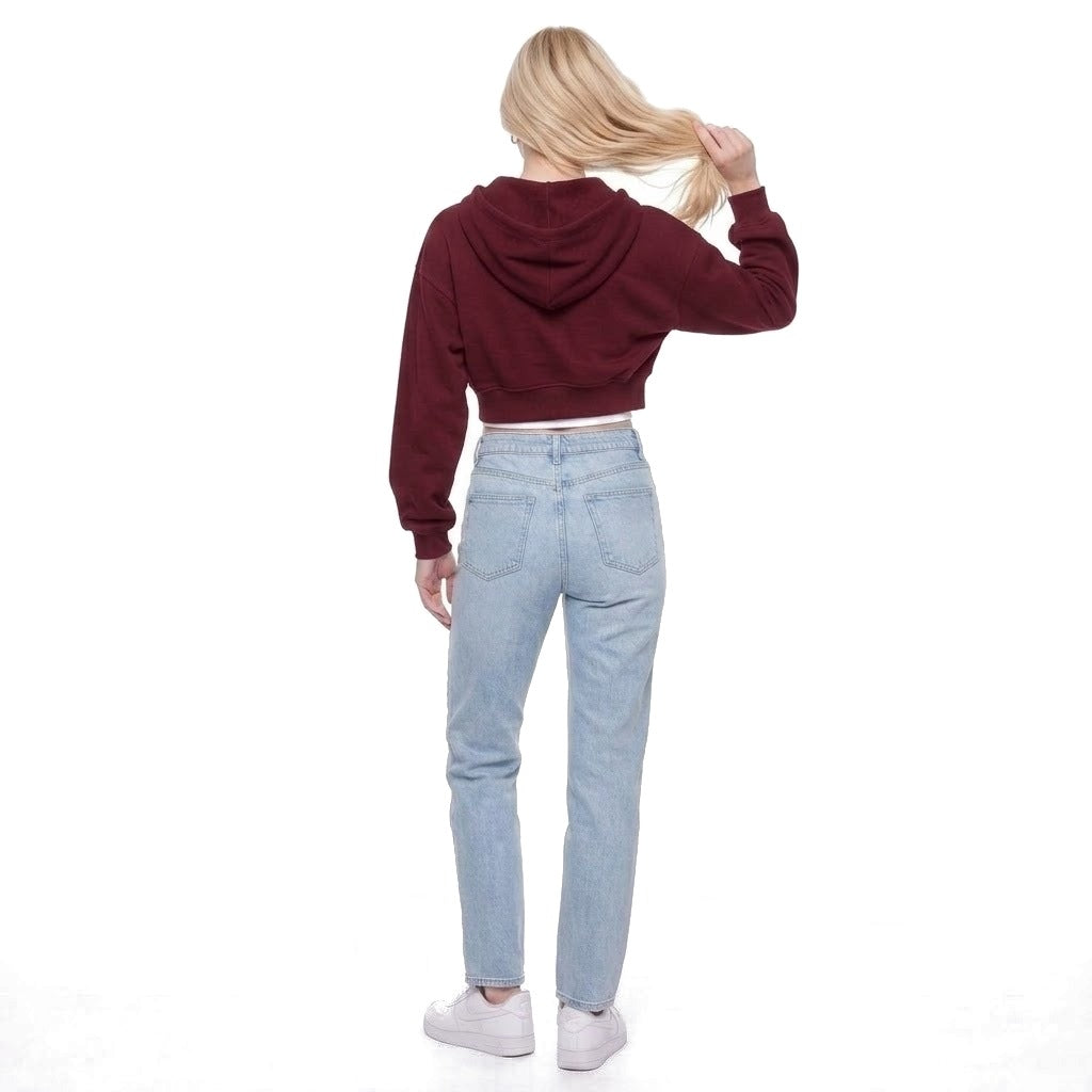 Cropped Zip Up Fleece Hoodie Sweatshirt Jacket