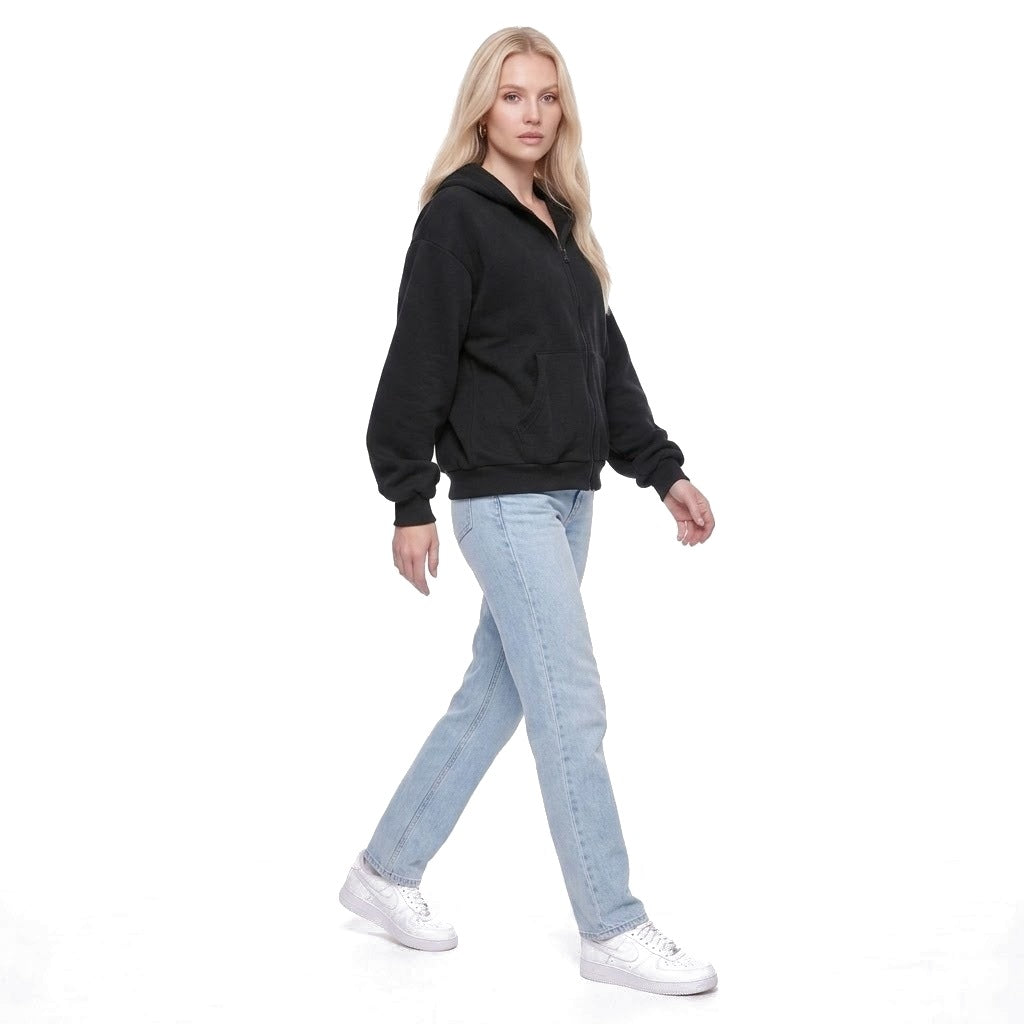 Oversized Zip Up Fleece Hoodie Sweatshirt with Pockets