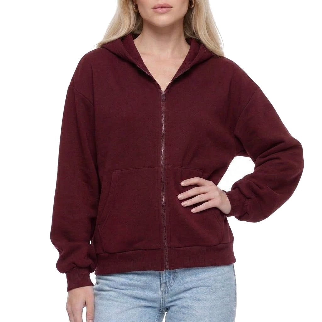 Oversized Zip Up Fleece Hoodie Sweatshirt with Pockets