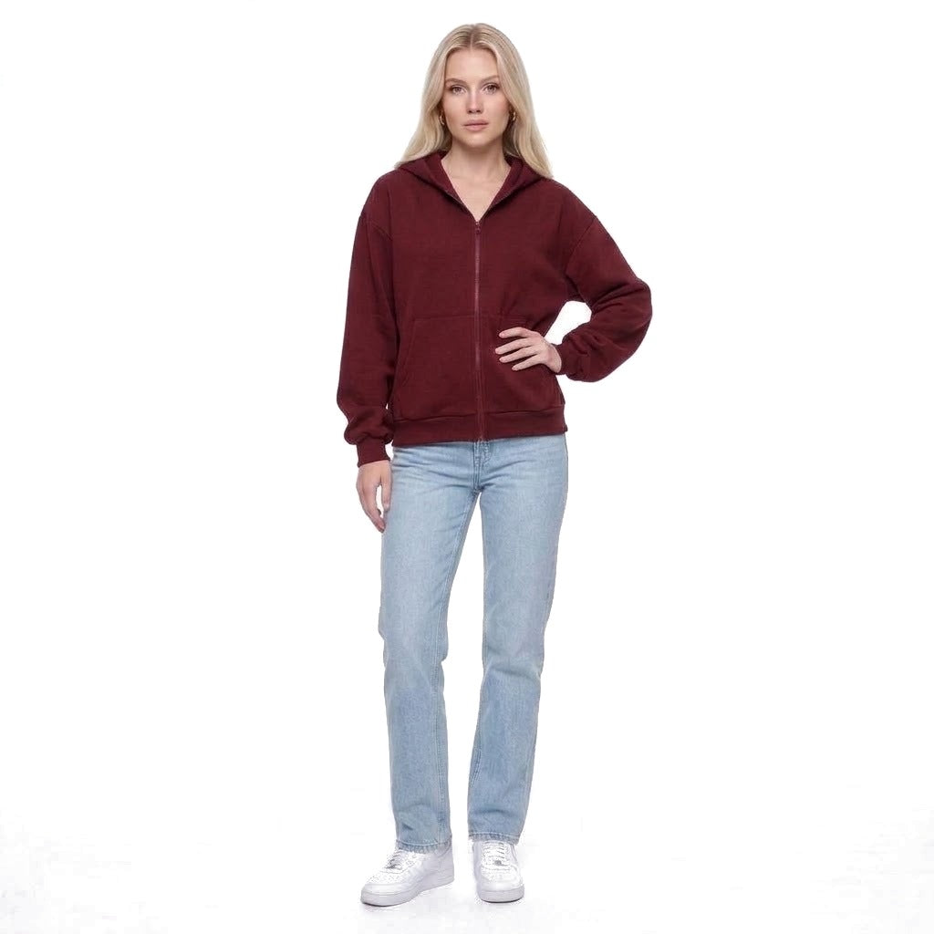 Oversized Zip Up Fleece Hoodie Sweatshirt with Pockets