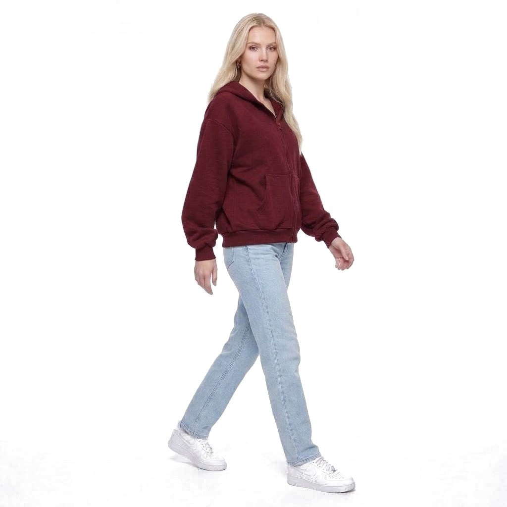 Oversized Zip Up Fleece Hoodie Sweatshirt with Pockets