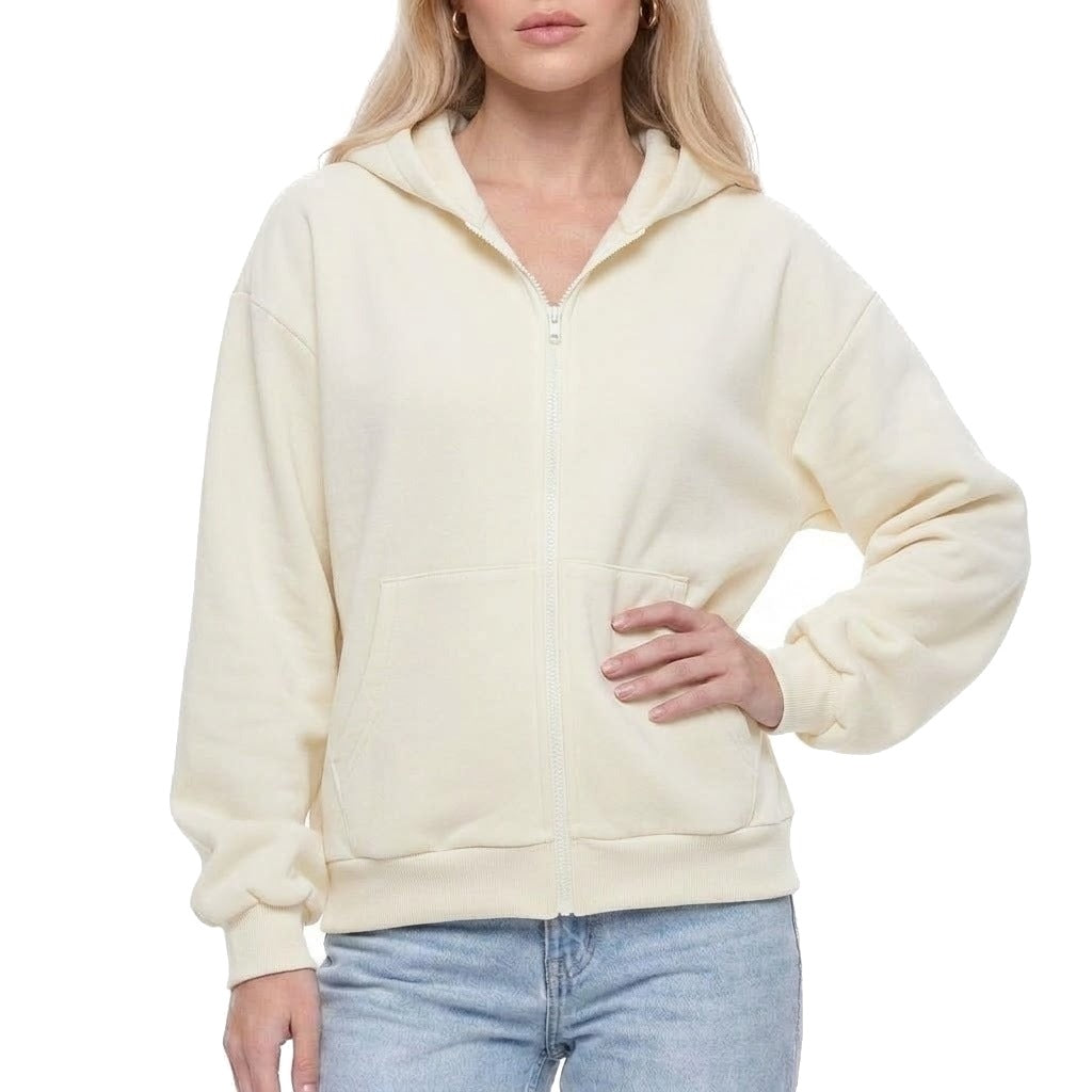 Oversized Zip Up Fleece Hoodie Sweatshirt with Pockets
