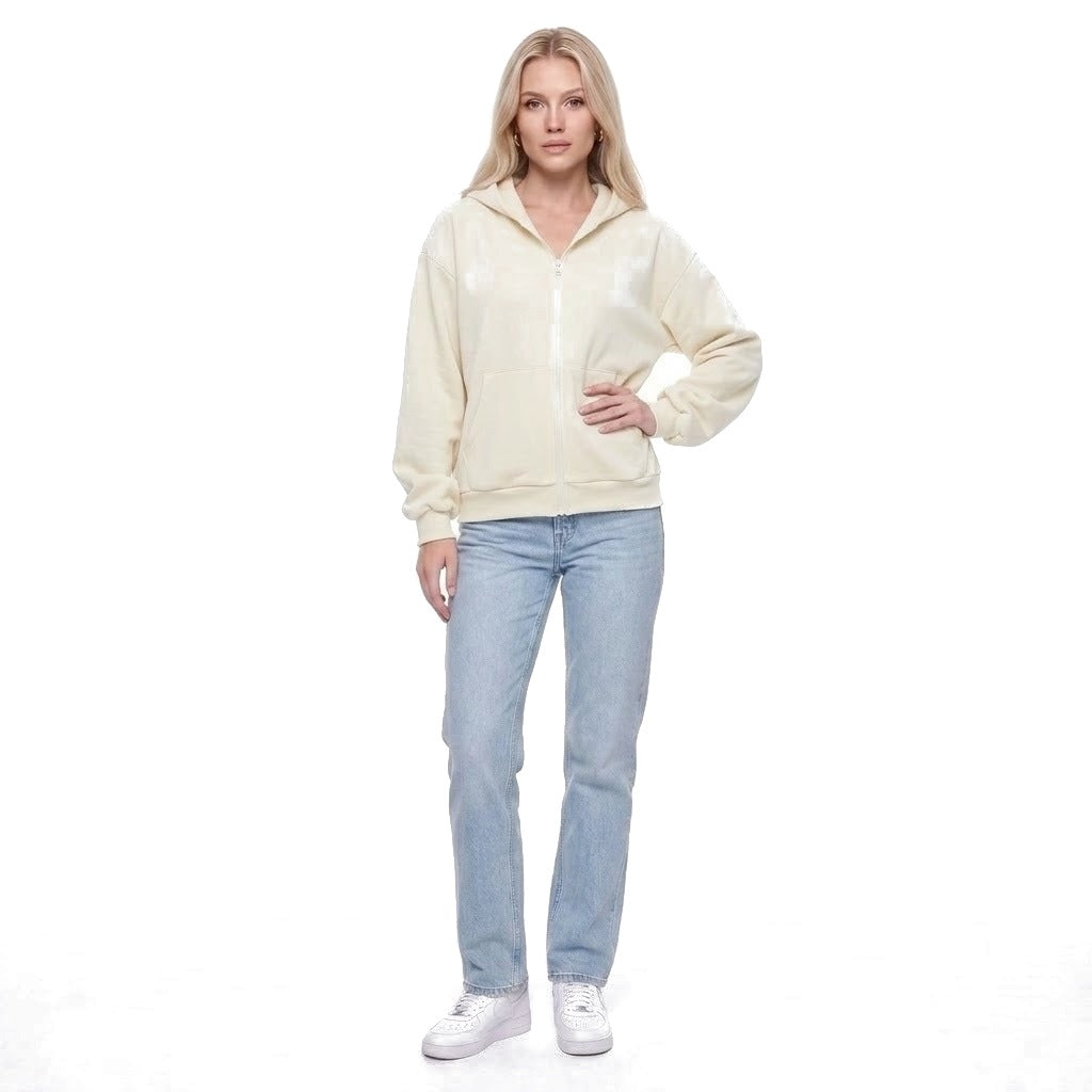 Oversized Zip Up Fleece Hoodie Sweatshirt with Pockets