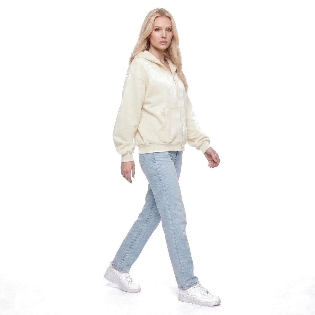 Oversized Zip Up Fleece Hoodie Sweatshirt with Pockets