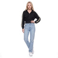 Cropped Contrast Stripe Zip Up Hoodie Sweatshirt Jacket