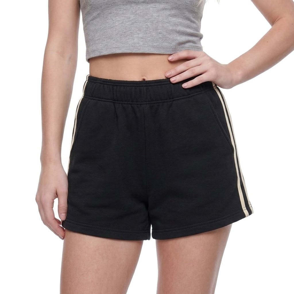 Contrast Stripe Fleece Sweat Shorts with Pockets