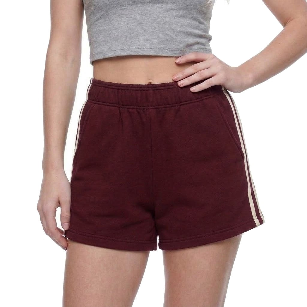 Contrast Stripe Fleece Sweat Shorts with Pockets