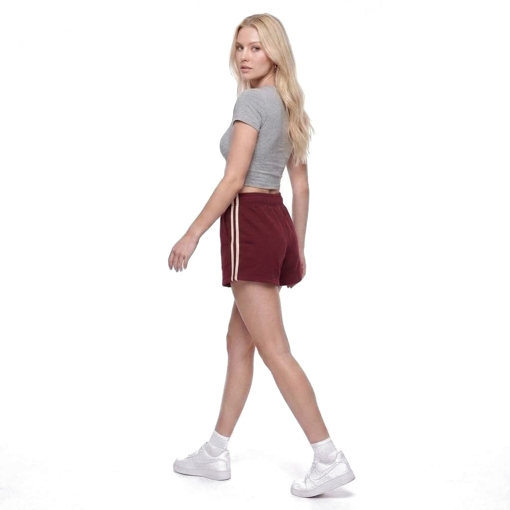 Contrast Stripe Fleece Sweat Shorts with Pockets