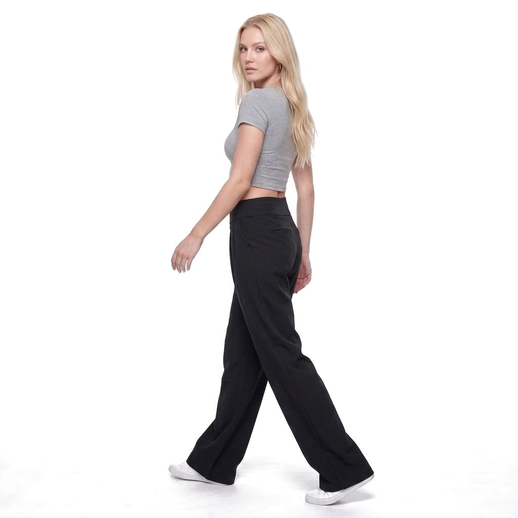 High Waisted Pleated Wide Leg Pants with Pockets