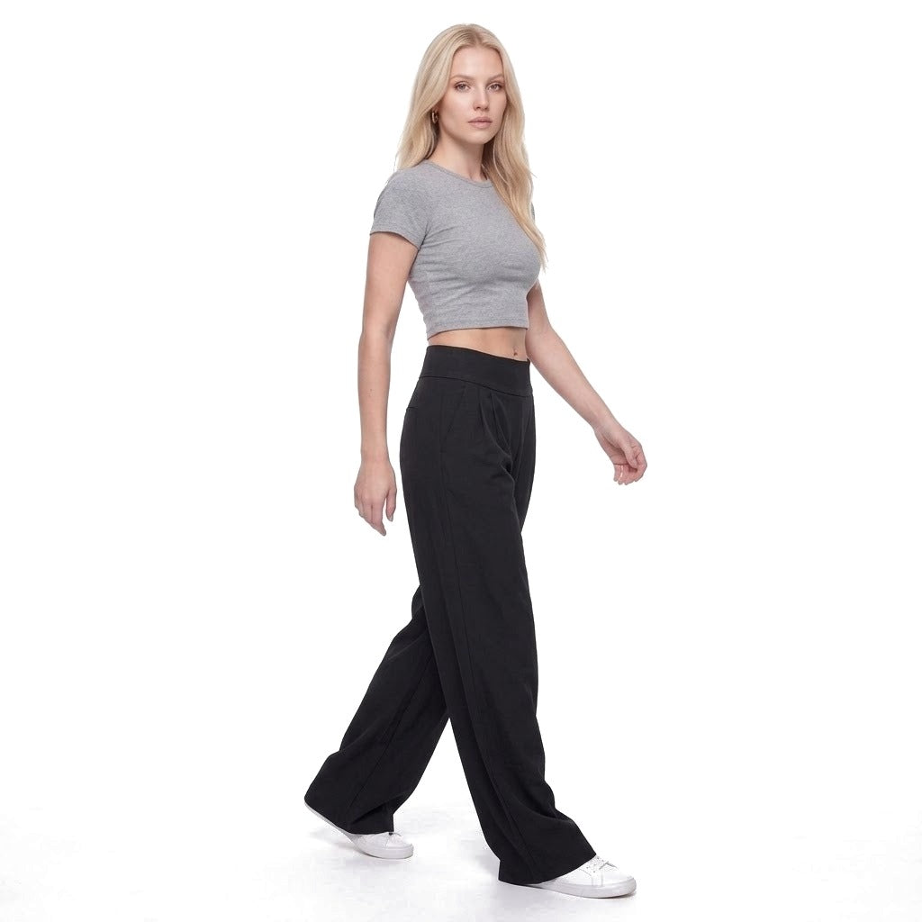 High Waisted Pleated Wide Leg Pants with Pockets