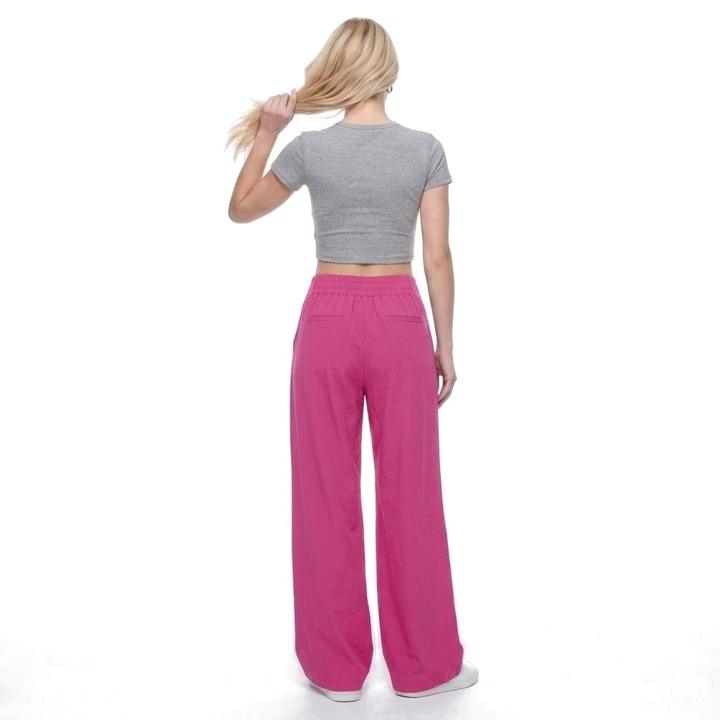 High Waisted Pleated Wide Leg Pants with Pockets