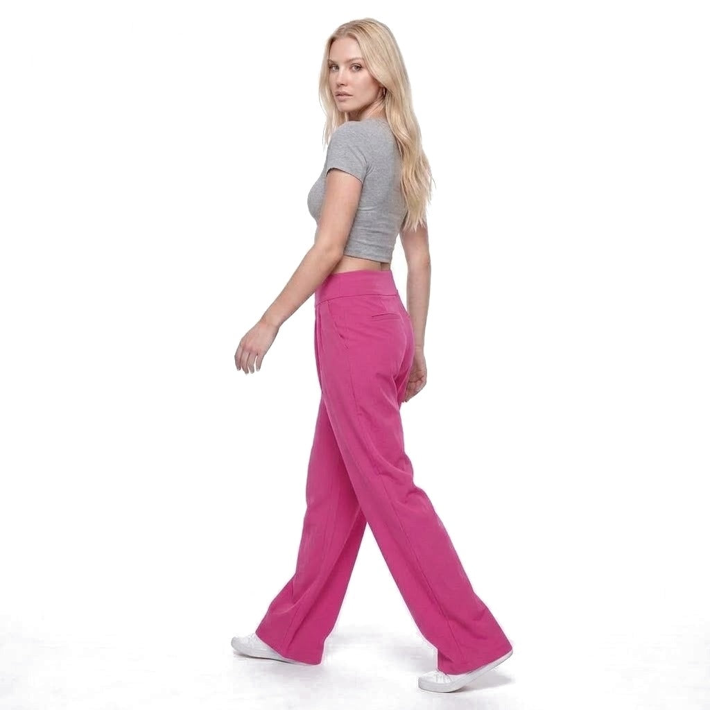 High Waisted Pleated Wide Leg Pants with Pockets