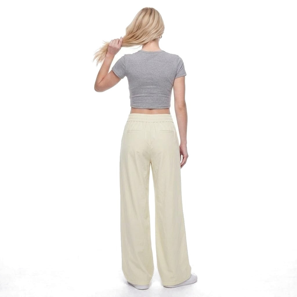 High Waisted Pleated Wide Leg Pants with Pockets