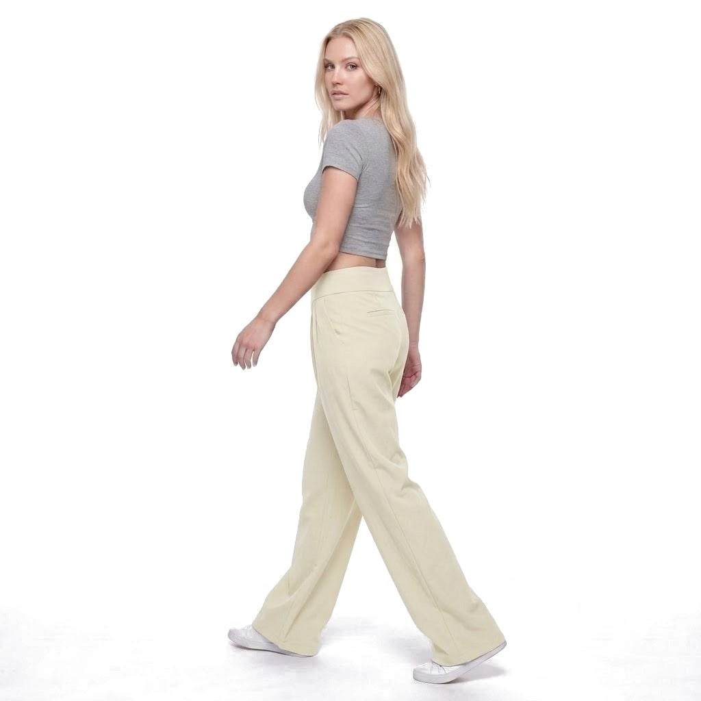 High Waisted Pleated Wide Leg Pants with Pockets