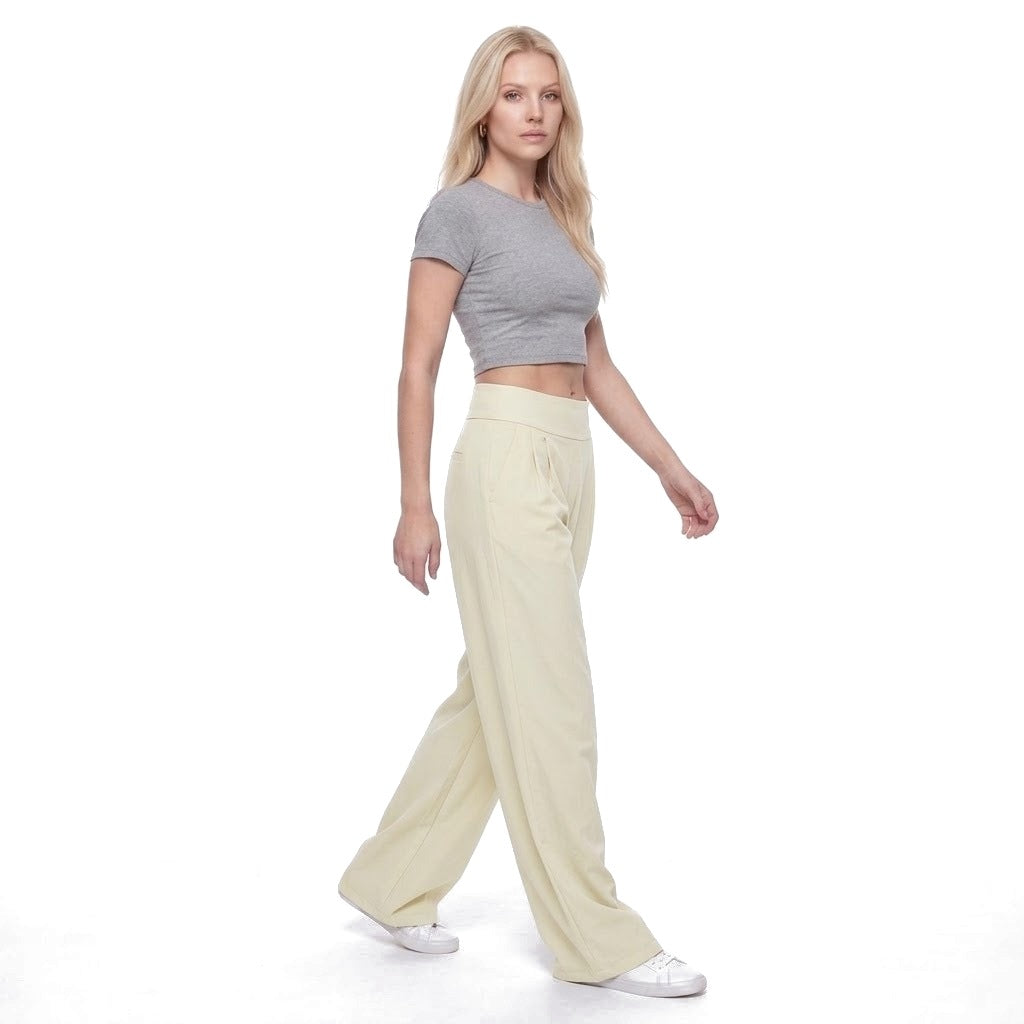 High Waisted Pleated Wide Leg Pants with Pockets