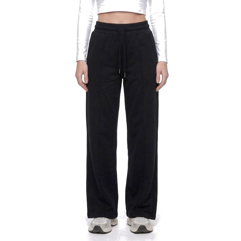 High Waisted Straight Leg Drawstring Fleece Sweatpants with Pockets