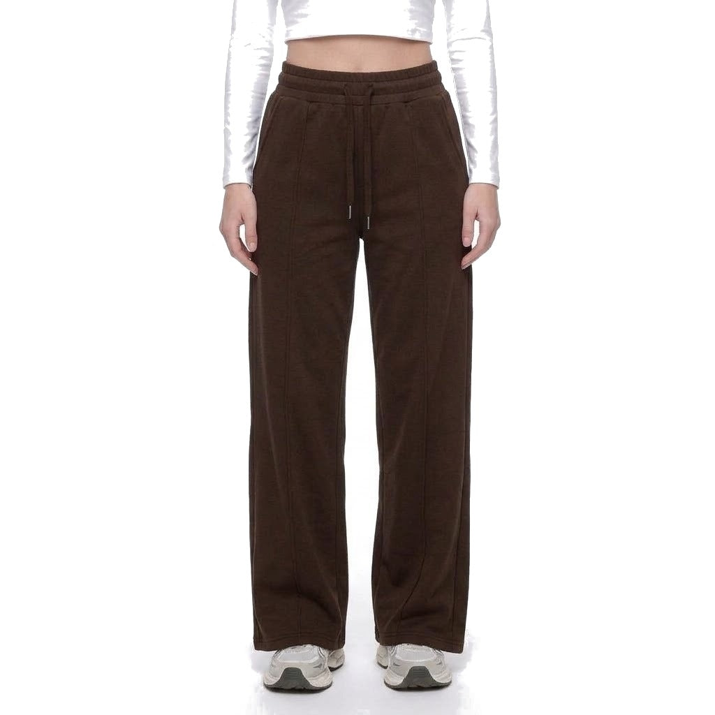 High Waisted Straight Leg Drawstring Fleece Sweatpants with Pockets