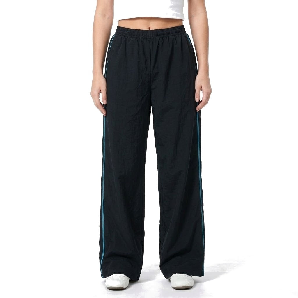 Contrast Stripe Wide Leg Track Pants with Pockets