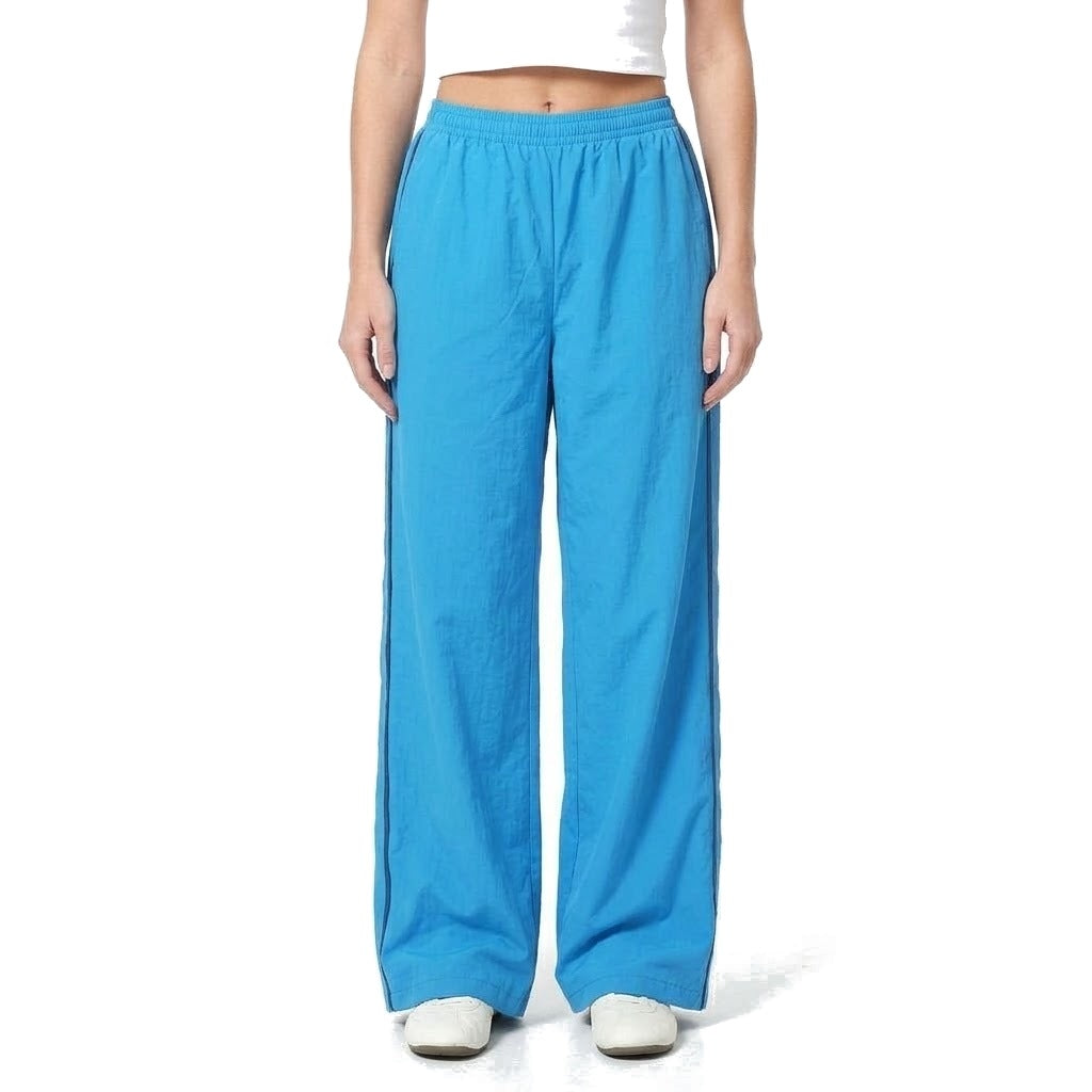 Contrast Stripe Wide Leg Track Pants with Pockets