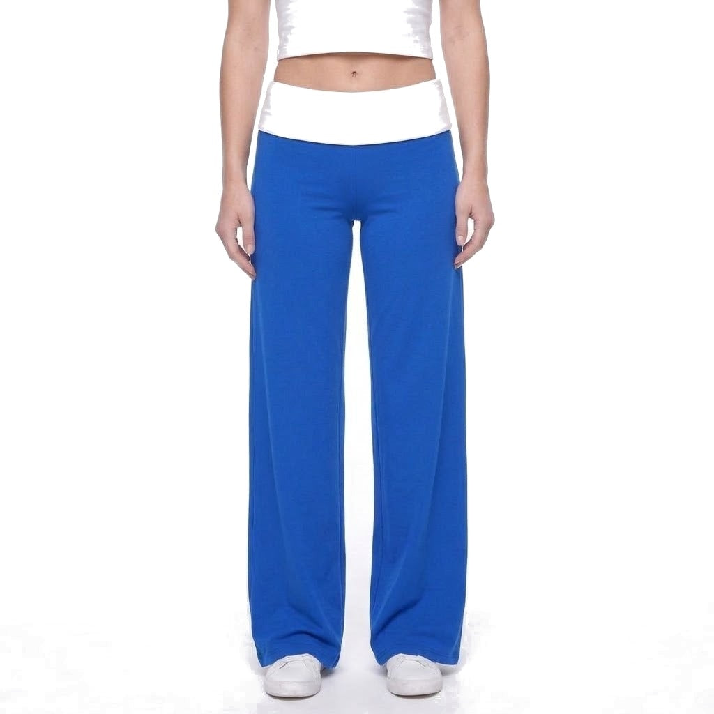 Contrast Waistband Wide Leg Yoga Pants