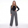 Gray Pinstripe High Waist Pleated Wide Leg Trousers