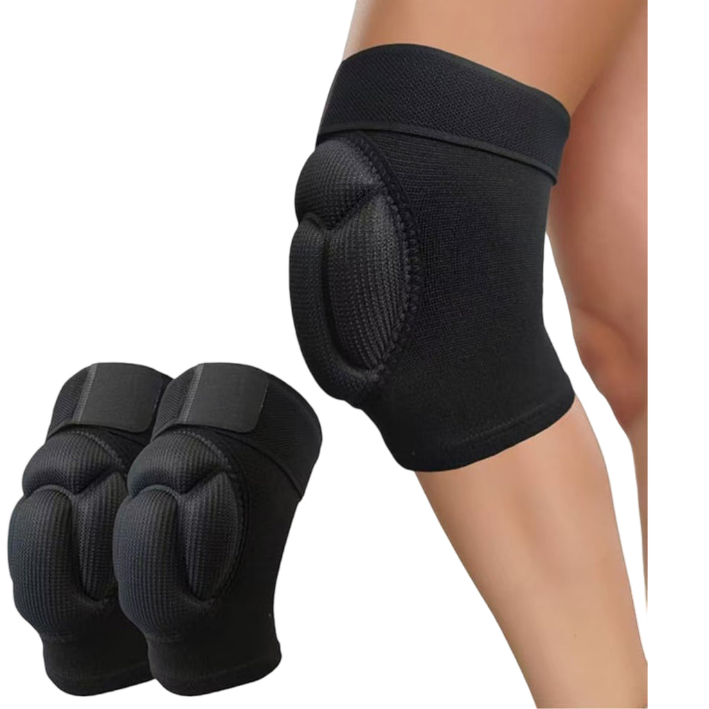 Anna-Kaci 2 Pc Sports Knee Pads with Thick Shock Absorbing Cushion and Stretch Compression Sleeve Support