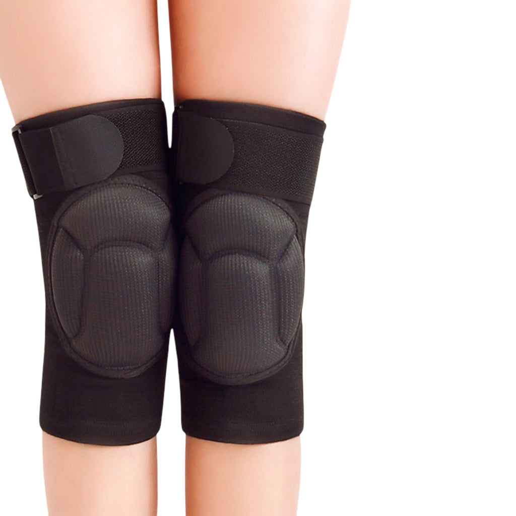 Anna-Kaci 2 Pc Sports Knee Pads with Thick Shock Absorbing Cushion and Stretch Compression Sleeve Support