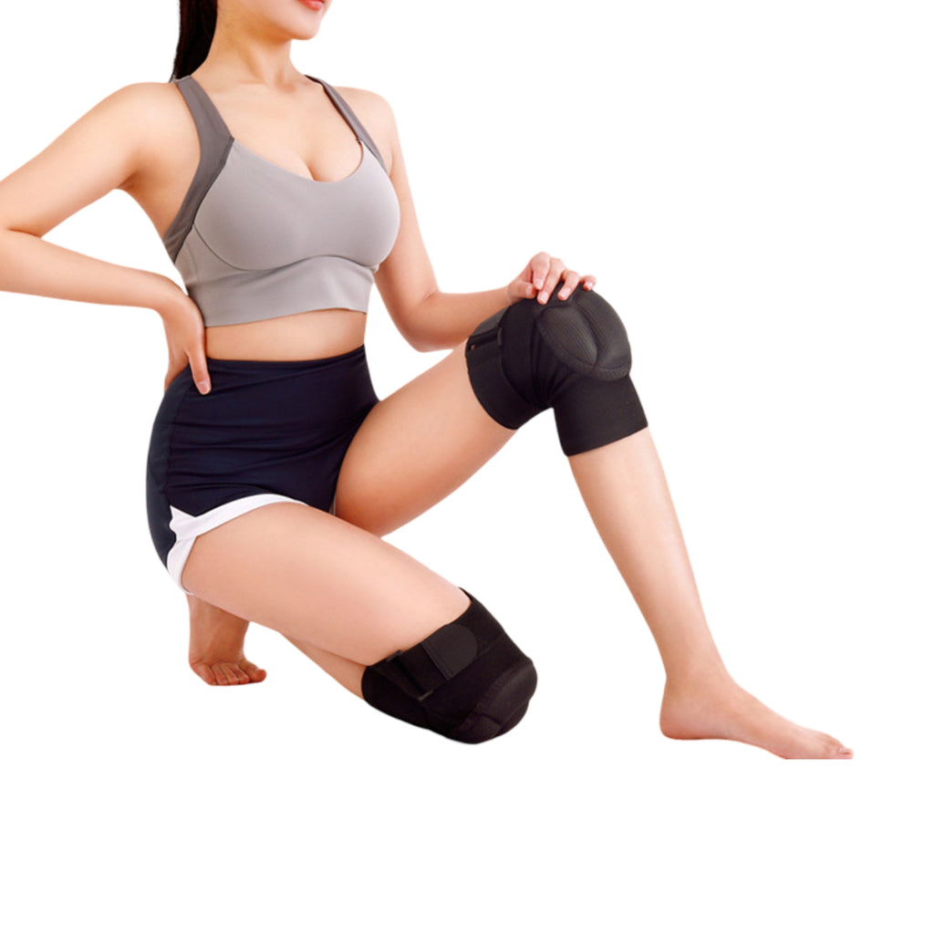 Anna-Kaci 2 Pc Sports Knee Pads with Thick Shock Absorbing Cushion and Stretch Compression Sleeve Support