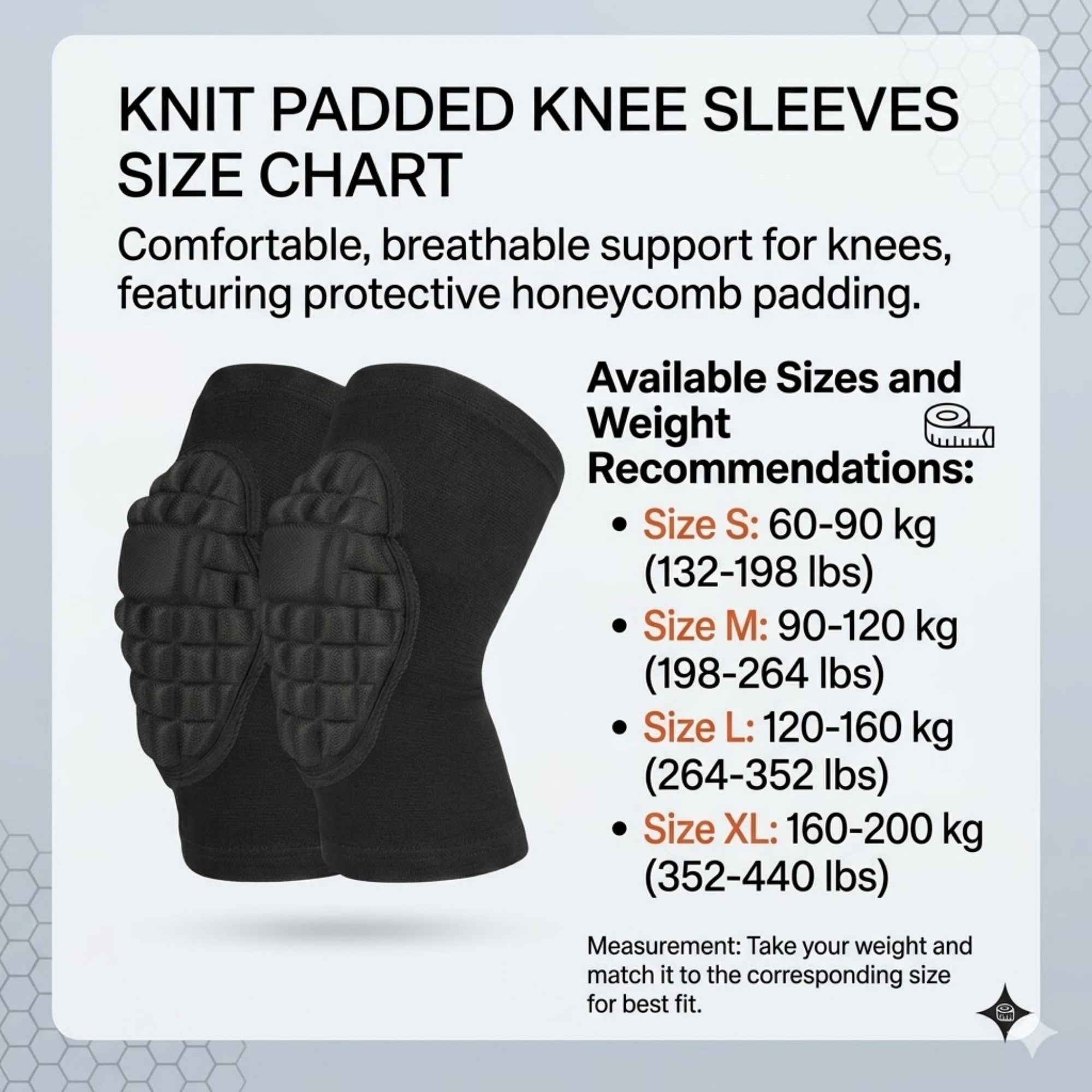 Anna-Kaci 2 Pc Sports Knee Pads with Segmented Shock Absorbing Cushion and Stretch Compression Sleeve Support