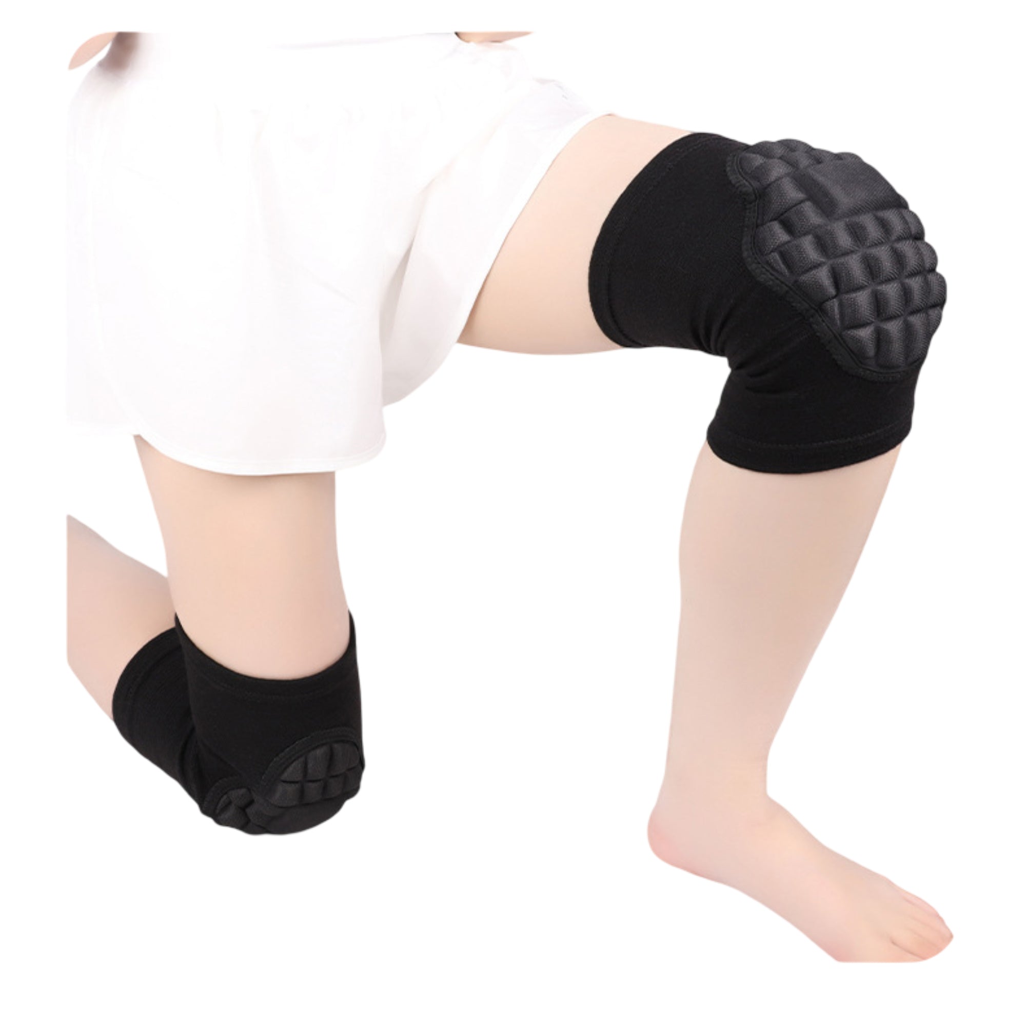 Anna-Kaci 2 Pc Sports Knee Pads with Segmented Shock Absorbing Cushion and Stretch Compression Sleeve Support