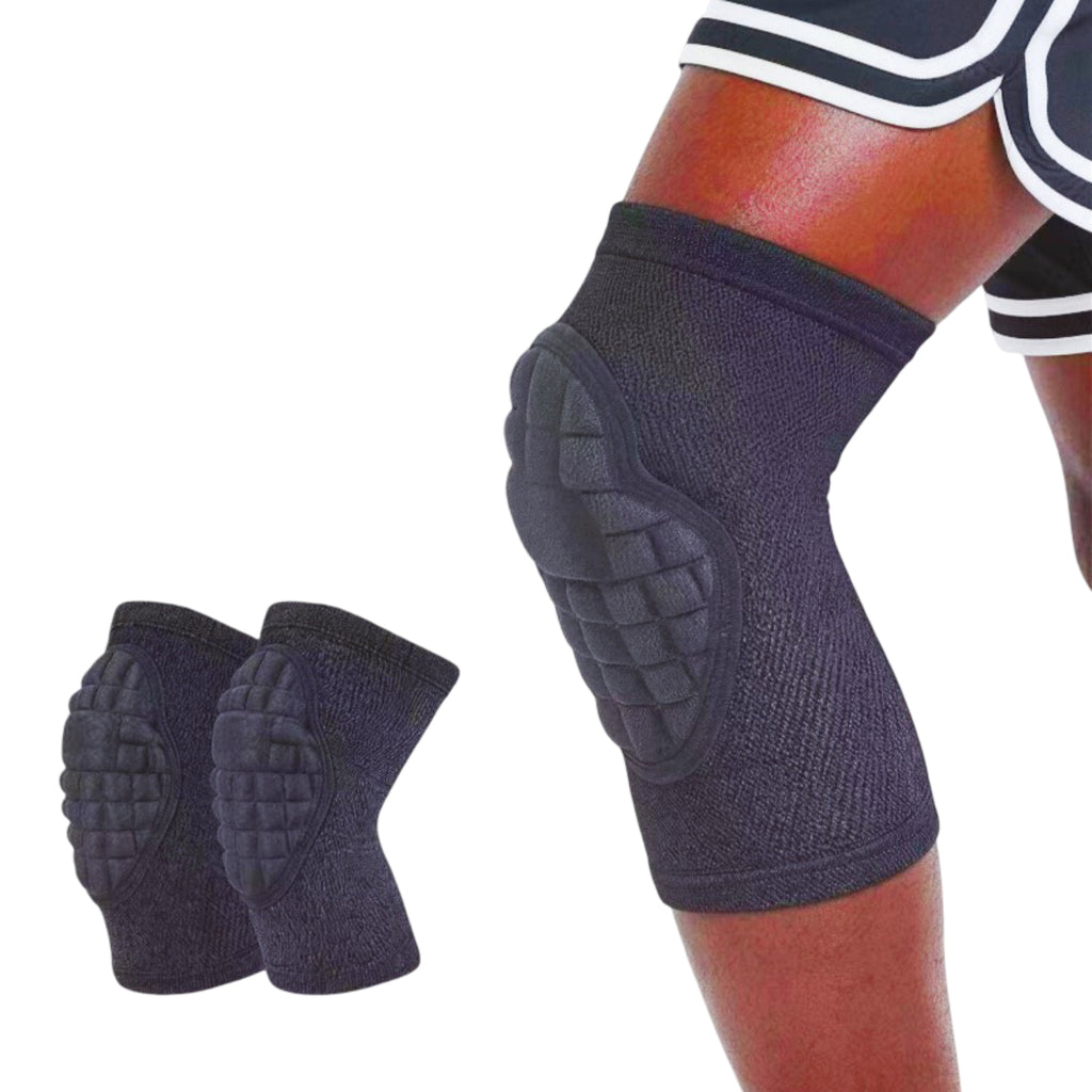 Anna-Kaci 2 Pc Sports Knee Pads with Segmented Shock Absorbing Cushion and Stretch Compression Sleeve Support