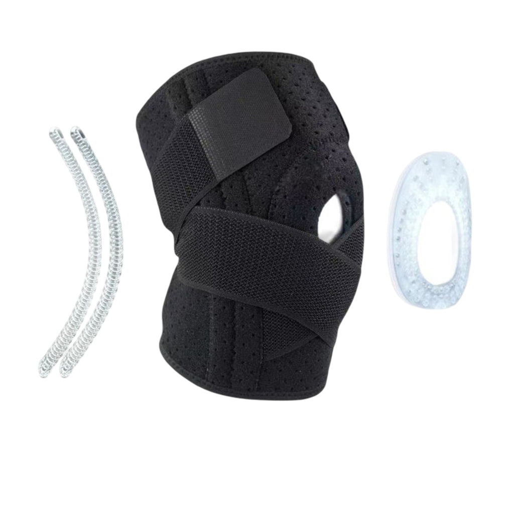 Anna-Kaci 1 Pc Sports Knee Support Brace with Side Stabilizer Springs and Gel Patella Ring Compression Wrap