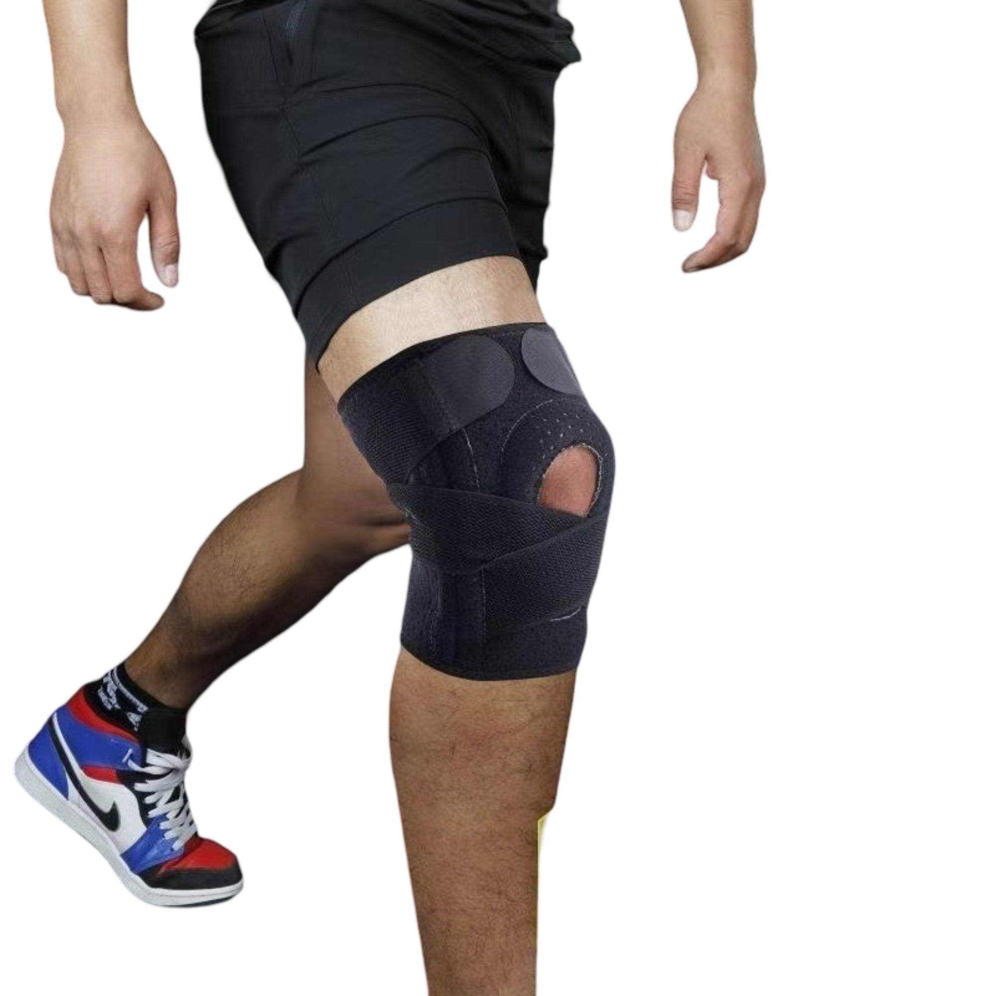 Anna-Kaci 1 Pc Sports Knee Support Brace with Side Stabilizer Springs and Gel Patella Ring Compression Wrap