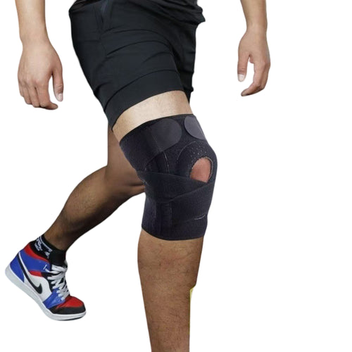 Anna-Kaci 1 Pc Sports Knee Support Brace with Side Stabilizer Springs and Gel Patella Ring Compression Wrap