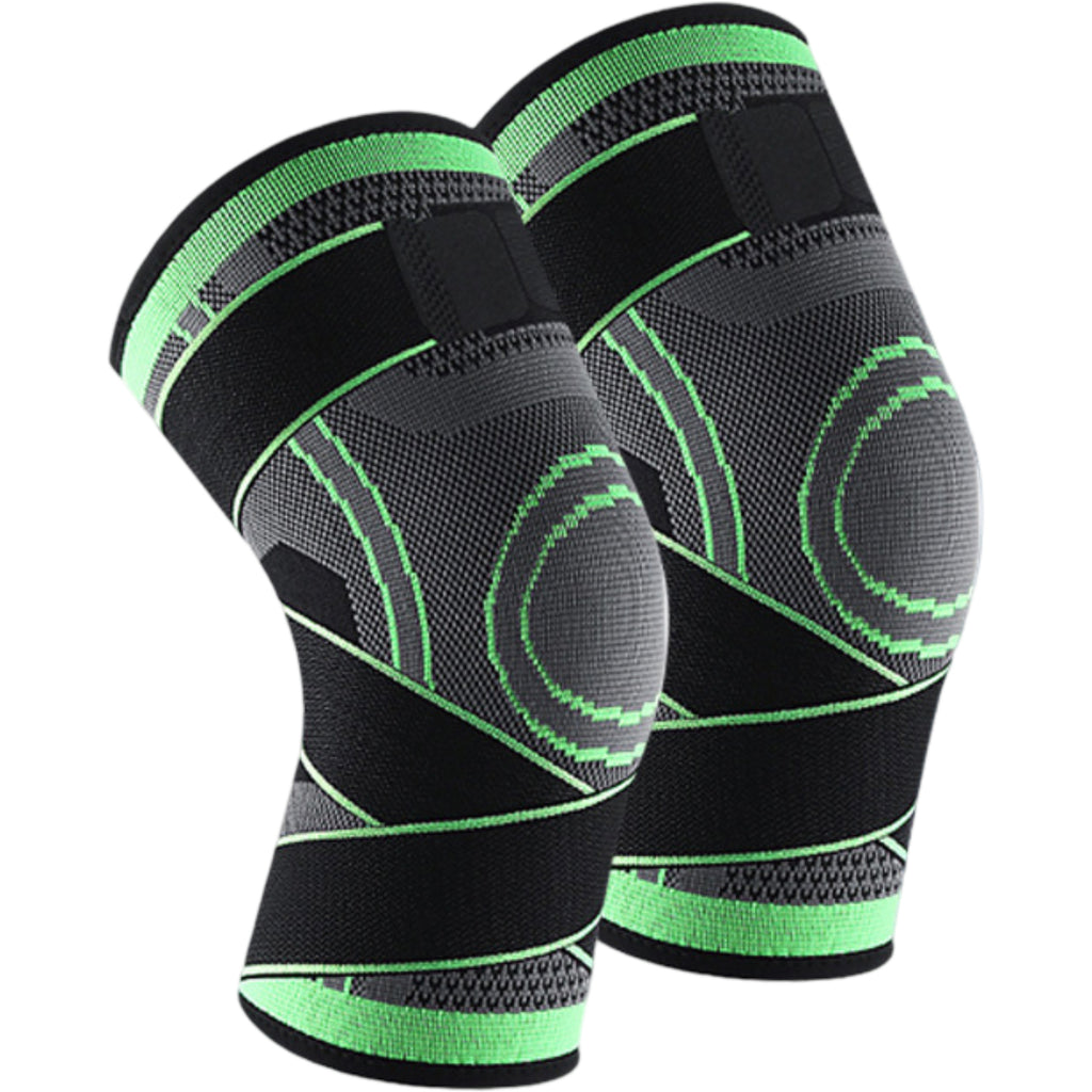 Anna-Kaci Running Knee Compression Sleeves 2 Pc with Adjustable Strap Support and Breathable Athletic Fit