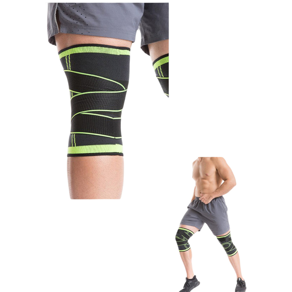 Anna-Kaci Running Knee Compression Sleeves 2 Pc with Adjustable Strap Support and Breathable Athletic Fit