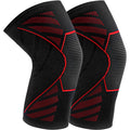 Anna-Kaci Running Knee Compression Sleeves 2 Pc with Reinforced Support Panel and Breathable Athletic Fit
