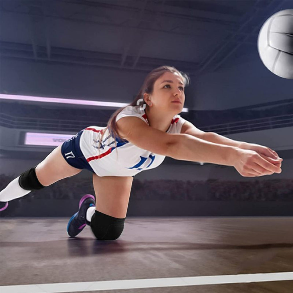 Anna-Kaci Volleyball Knee Pads 2 Pc Elastic Sleeve with Shock Absorbing Cushion for Court Protection