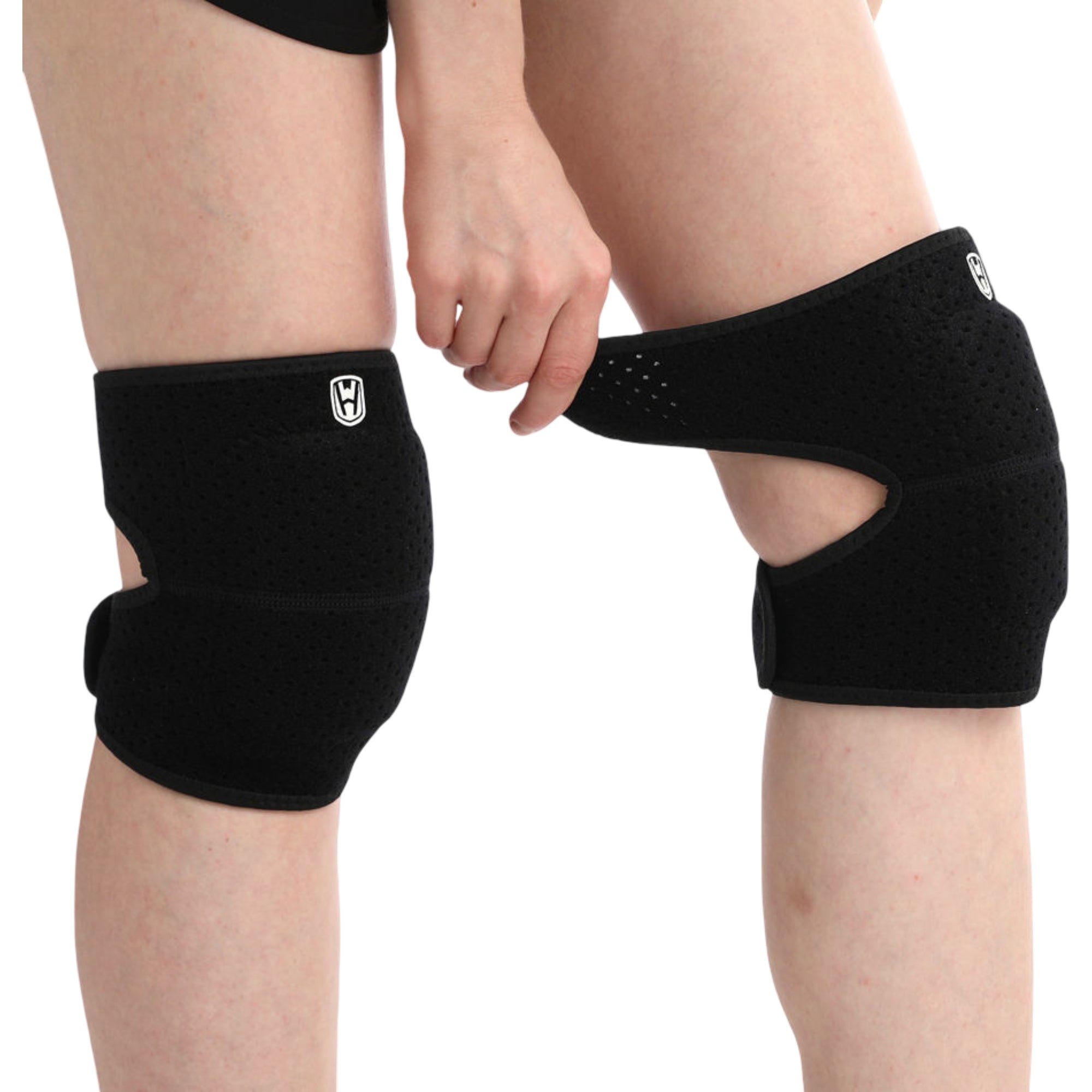 Anna-Kaci Workout Knee Support Wrap 2 Pc with Adjustable Strap and Breathable Compression Fit